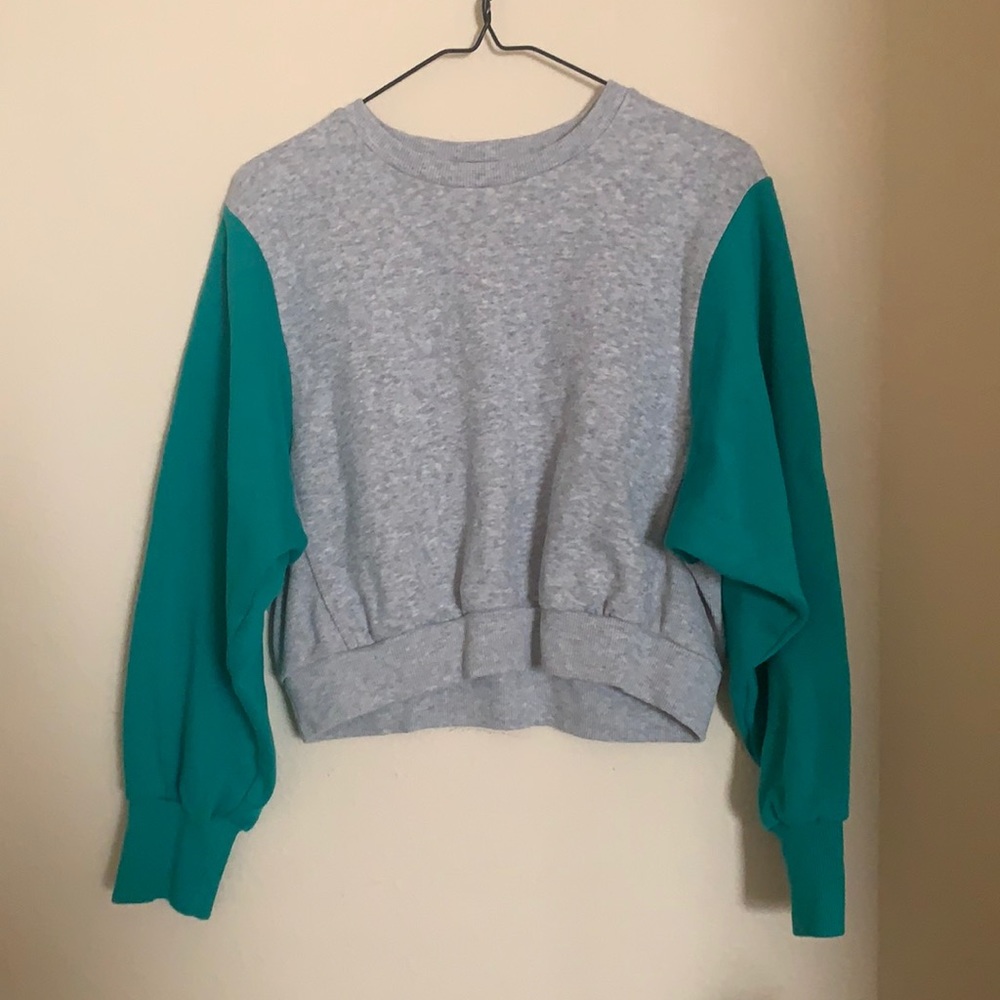 Joy Lab Crop Sweater/Pullover Green Sleeves Small
